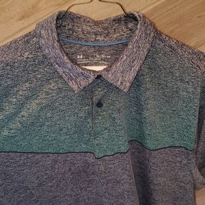 UA Heatgear navy/green heathered golf shirt XL